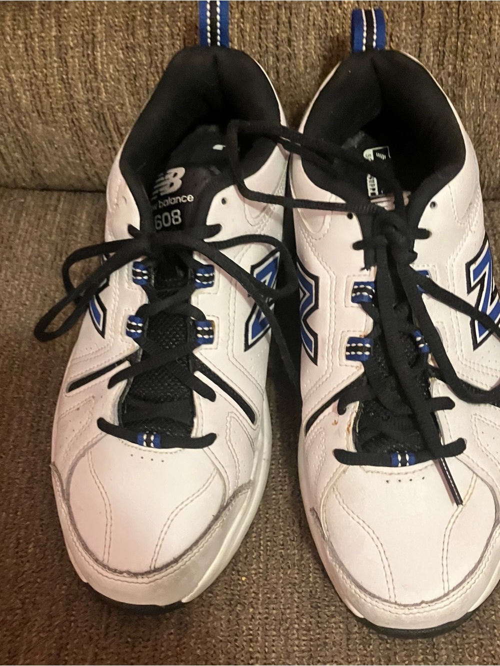 New Balance 608 V5 Lace Up Athletic Shoes White Navy mens Size 7